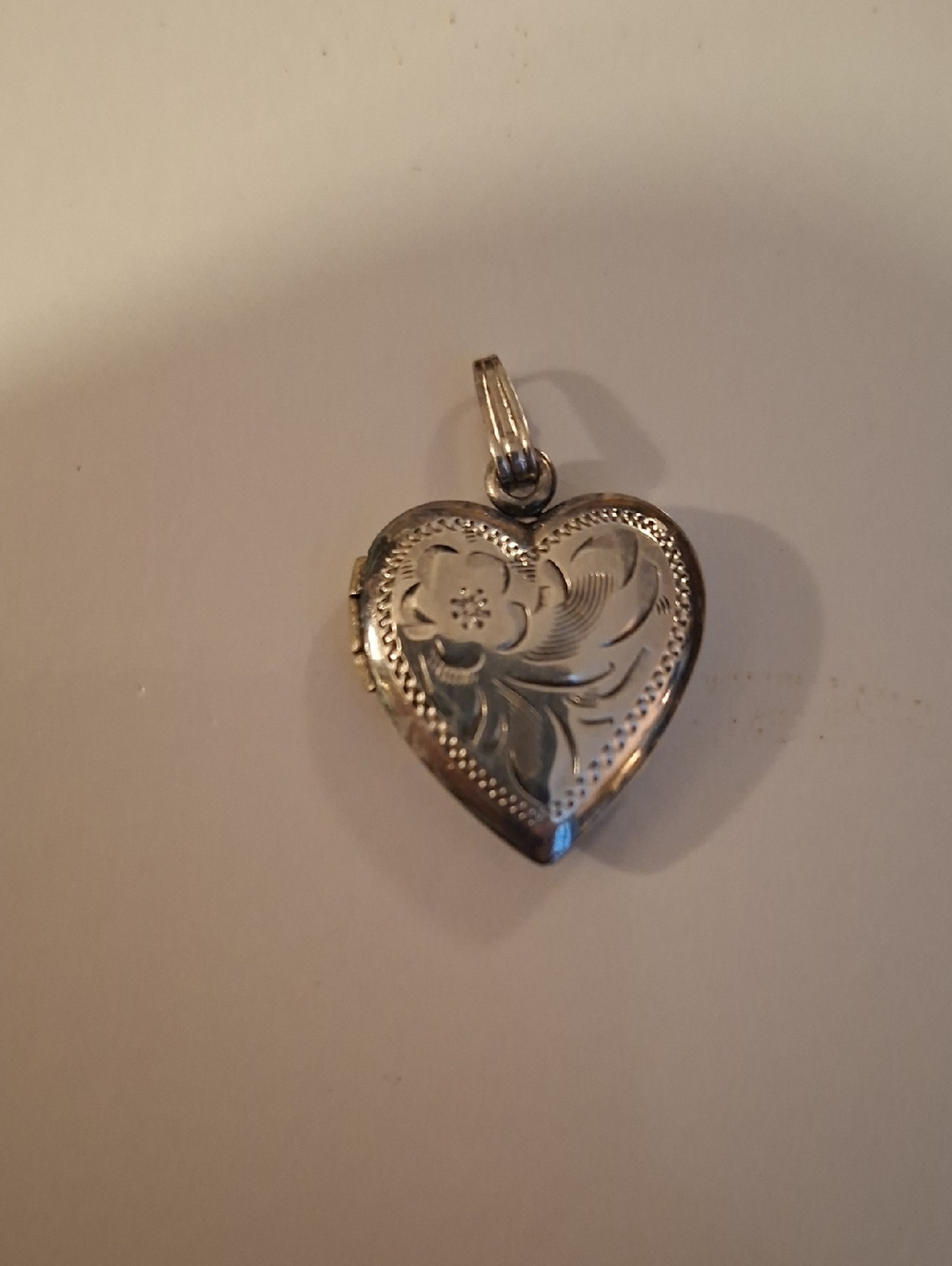 Sterling Silver Heart-Shaped Floral Engraved Locket Pendant